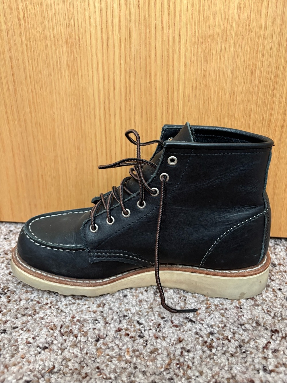 Red Wing Black Leather Moc Toe Boots - Picture 6 of 8